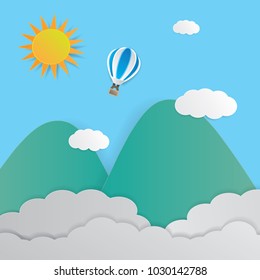 Nature landscape background. Cuted paper design. Vector eps10.