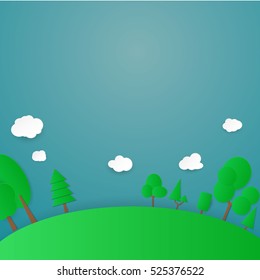 nature landscape background, cuted paper design