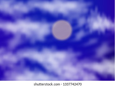 Nature landscape background with dark blue sky and white realistic clouds. Sunset, evening time. Vector illustration for your design. - Vector graphics
