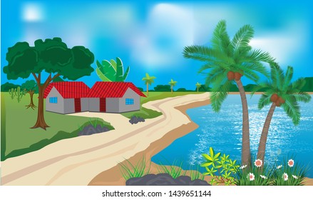 Nature Landscape Background Illustration, Vector Art
