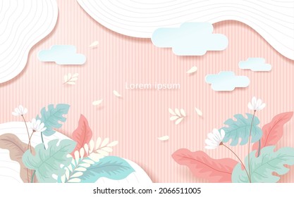 Estilo de arte de fondo del paisaje natural.Ilustración vectorial.