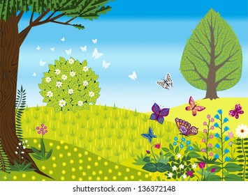nature, landscape, background, spring, children's, wood, glade