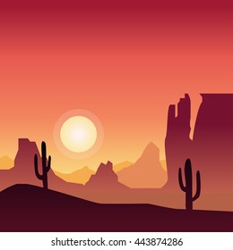 Nature landscape background travel flat design desert