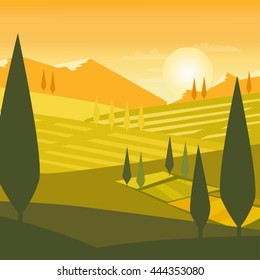 Nature landscape background travel flat design mountain