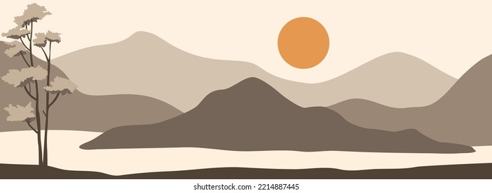 fondo de paisaje natural.vector de arte de pared. 