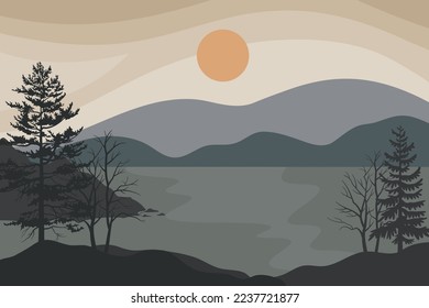 nature landscape background.wall art vector. 