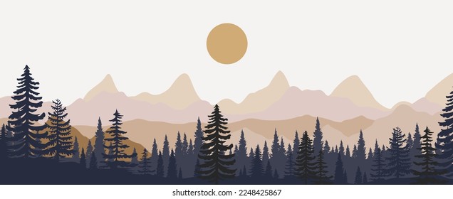 nature landscape background.wall art vector. 