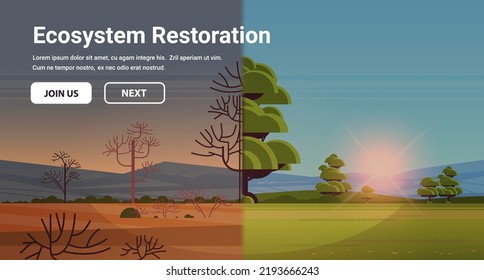 nature landscape before and after ecosystem restoration landscape background horizontal