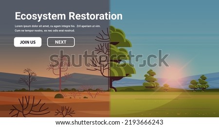 nature landscape before and after ecosystem restoration landscape background horizontal