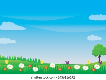 Nature Landscape Cartoon Vector Illustration Green Stock Vector ...