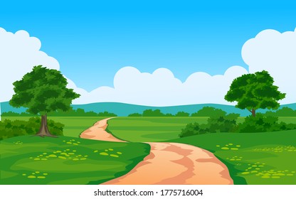 Nature landscape in countryside with pathway