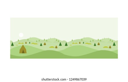 Nature landscape at day time, summer vacation, hiking and camping vector Illustration