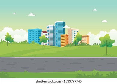 Nature landscape Downtown with modern trendy and lovely design, simple and adorable for background