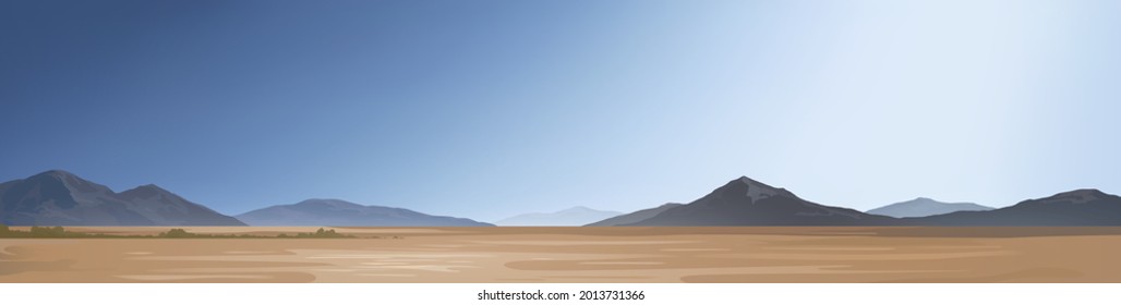 Nature landscape. Field and mountain. Vector illustration.