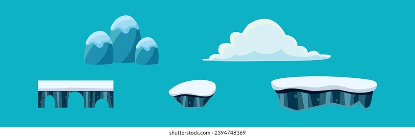 Nature Landscape Flat Elements for Game Design Vector Set