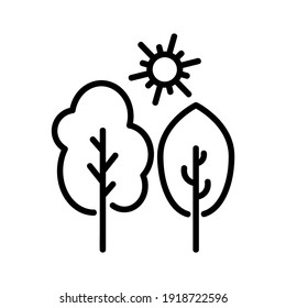 Nature landscape flat icon. Pictogram for web. Line stroke. Isolated on white background. Vector eps10. Green energy concept