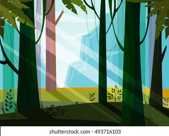 Nature Landscape. Forest and mountains. Vector