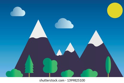 Nature, landscape, forest, trees and mountains