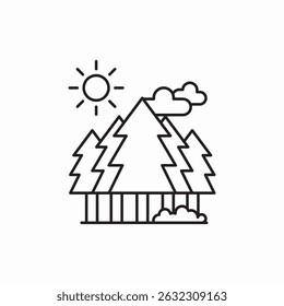 nature landscape forest trees sun clouds icon sign vector