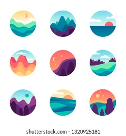 Nature Landscape Gradient Vector Icons Forest Stock Vector (Royalty ...