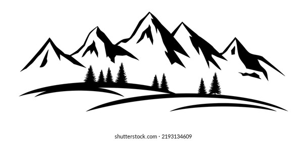 Nature landscape graphic with mountains.