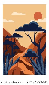 Nature landscape hill flat illustration