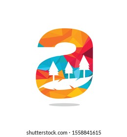 Nature landscape icon letter A logo design.