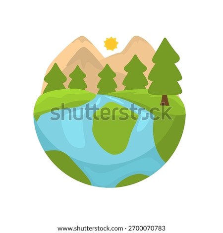 Nature landscape icon, landscape and nature icon, vector illustration, natural scenery icon, landscape and ecosystem, environmental protection concept, green living design, outdoor nature clipart
