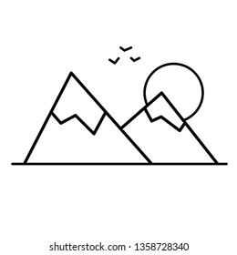 Nature landscape icons, line style mountain