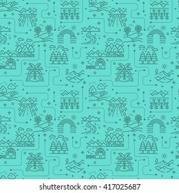 Nature landscape icons seamless pattern background