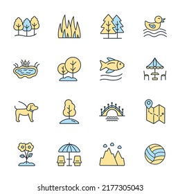 Nature Landscape icons set . Nature Landscape pack symbol vector elements for infographic web