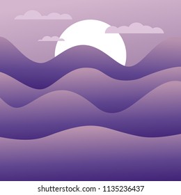 Nature landscape illustration. Background nature. Purple colour