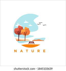 nature landscape illustration . hand drawn style.