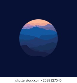 Nature landscape in illustration vector in circle.