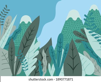 nature landscape jungle foliage leaves mountains greens green many leaves trees horizon view wilderness sky