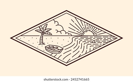 nature landscape line art vector template