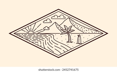 nature landscape line art vector template