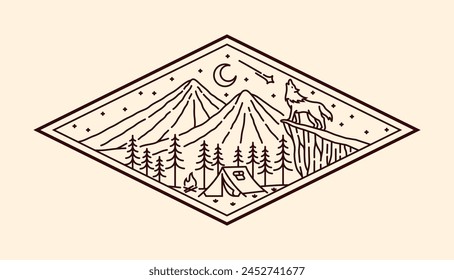 nature landscape line art vector template