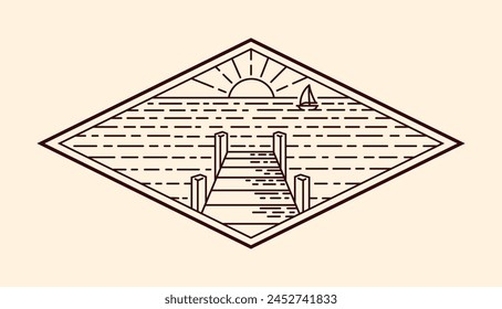 nature landscape line art vector template