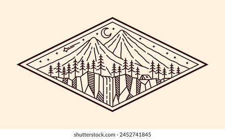 nature landscape line art vector template