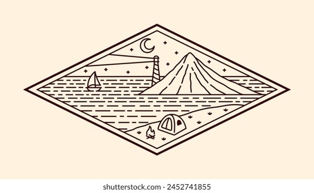 nature landscape line art vector template