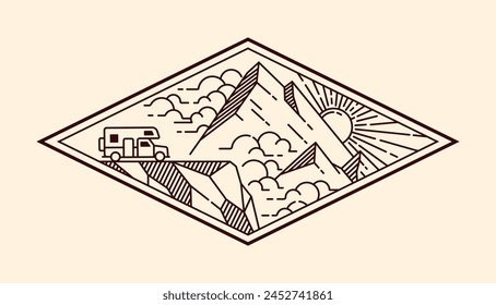 nature landscape line art vector template
