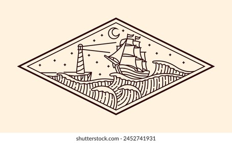nature landscape line art vector template