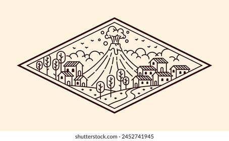 Naturlandschaft Linie Kunst Vektorgrafik Vorlage