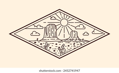 nature landscape line art vector template