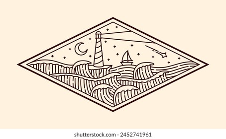 nature landscape line art vector template