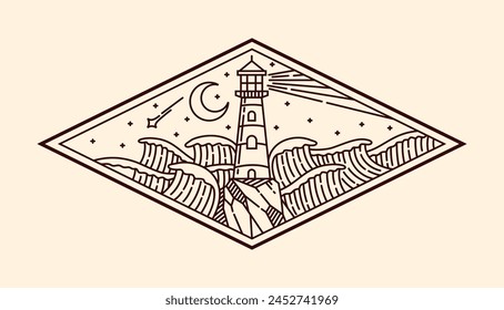 nature landscape line art vector template