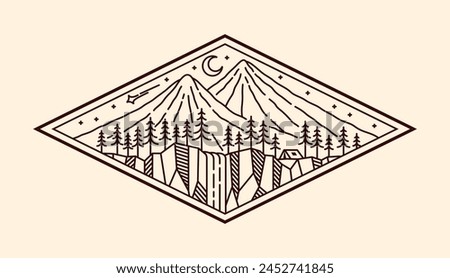 nature landscape line art vector template