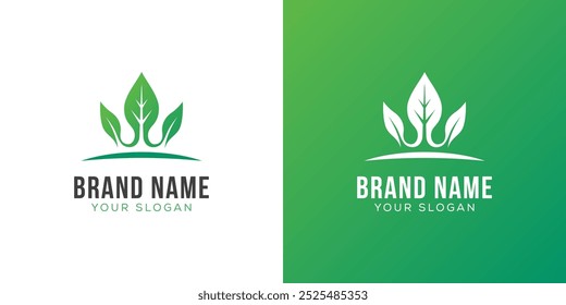 Nature landscape logo design icon. King crown leaf logo icon template