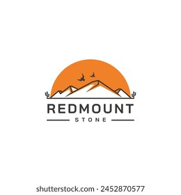 Nature Landscape logo design with mountain and cactus